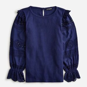 NWT J. Crew ruffle trim eyelet top